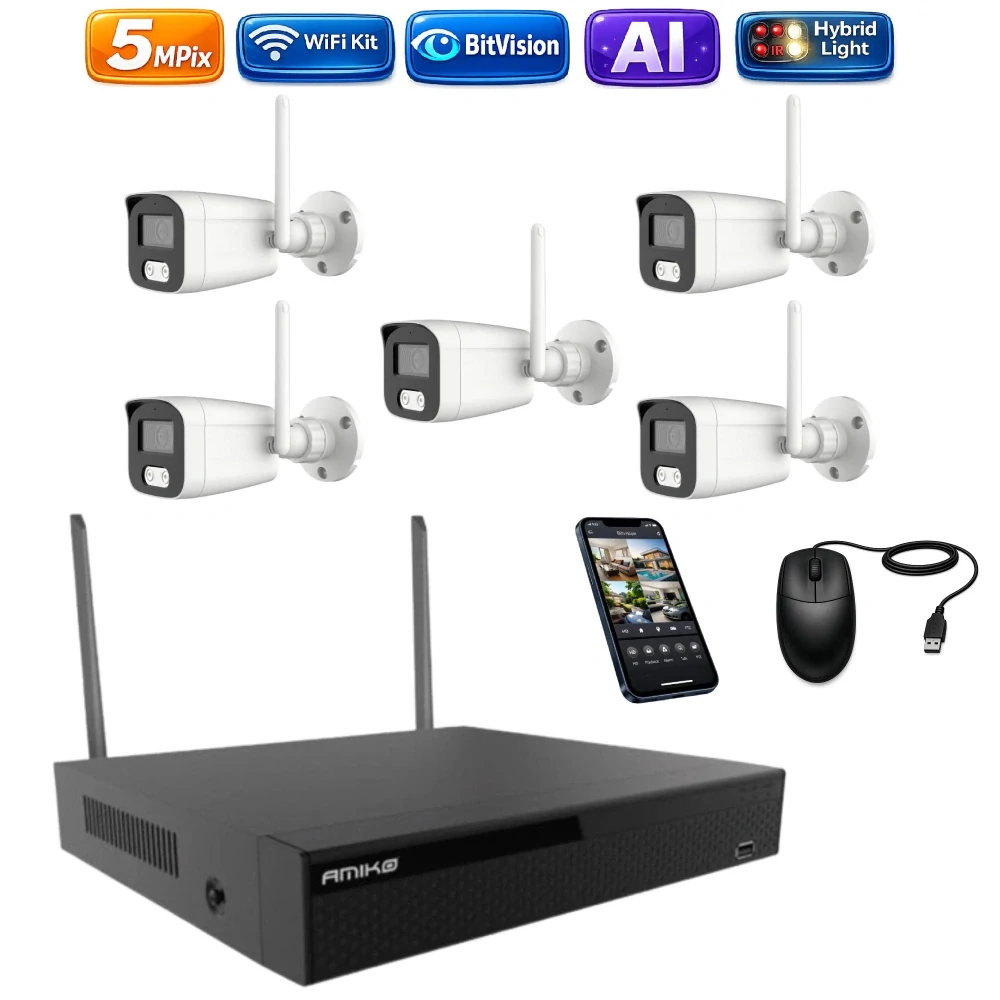 Amiko Wifi 5 kamerový set, 5Mpix, Ai, Dl, Tube (3501K5)