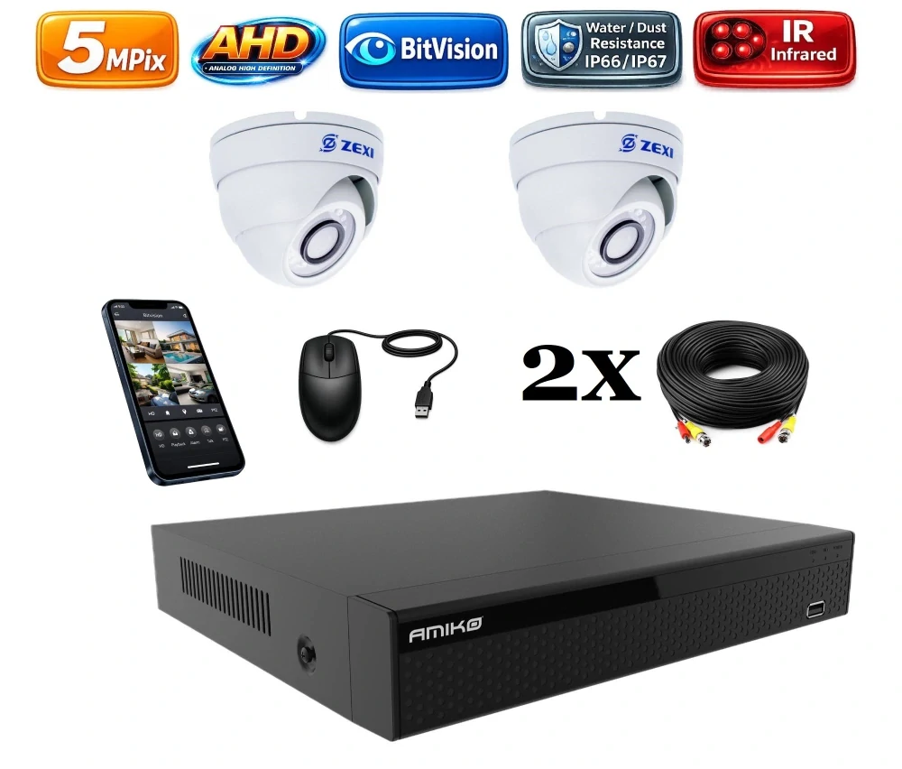 Amiko AHD 2 kamerový set, 5Mpix, Dome (2500K2)