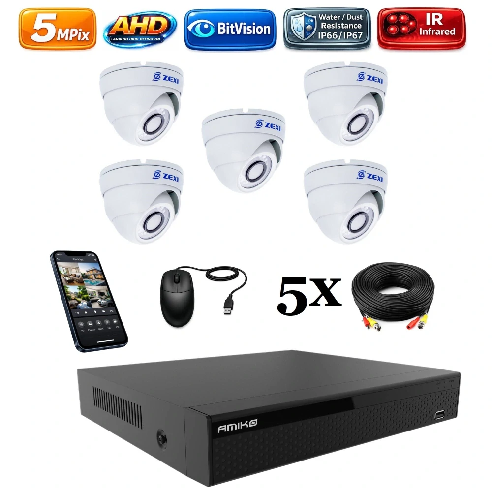 Amiko AHD 5 kamerový set, 5Mpix, Dome (2500K5)