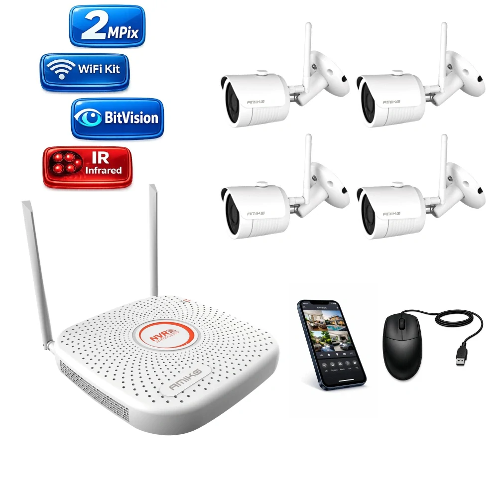 Amiko Wifi 4 kamerový set, FullHD 2Mpix, Tube (3201K4)