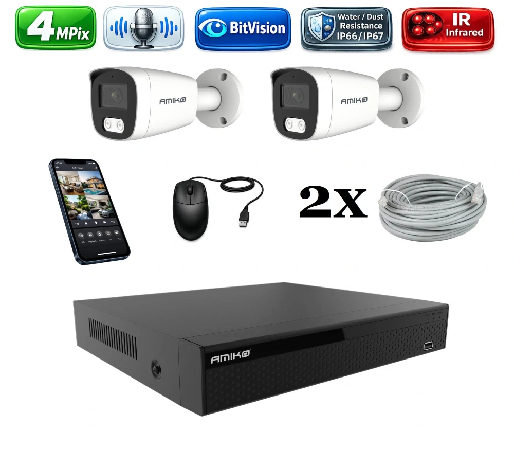 Amiko IP 2 kamerový set, 4Mpix, Tube (1401K2)