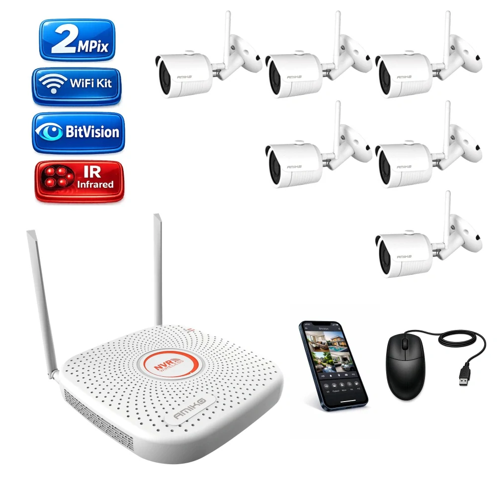 Amiko Wifi 6 kamerový set, FullHD 2Mpix, Tube (3201K6)