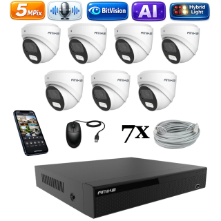 Amiko IP 7 kamerový set, 5Mpix, Ai, Dl, Dome (1500K7)