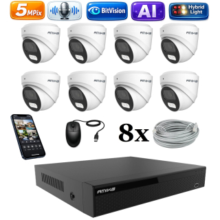 Amiko IP 8 kamerový set, 5Mpix, Ai, Dl, Dome (1500K8)