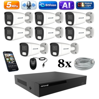 Amiko IP 8 kamerový set, 5Mpix, Ai, Dl, Tube (1501K8)