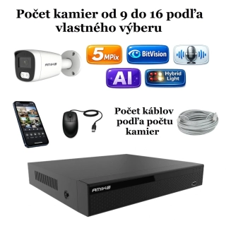 Amiko IP kamerový set, 5Mpix, Ai, Dl, Tube (1501K9-16)