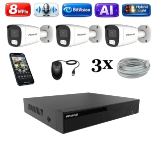 Amiko IP 3 kamerový set, 4K Ultra HD 8Mpix, Ai, Dl, Tube (1801K3)