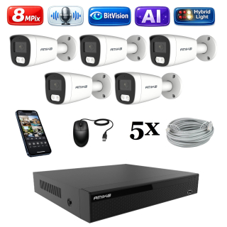 Amiko IP 5 kamerový set, 4K Ultra HD 8Mpix, Ai, Dl, Tube (1801K5)