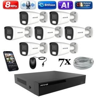 Amiko IP 7 kamerový set, 4K Ultra HD 8Mpix, Ai, Dl, Tube (1801K7)