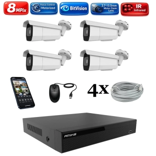 Amiko IP 4 kamerový set, Varifokal, 4K Ultra HD 8Mpix, Tube (1805K4)