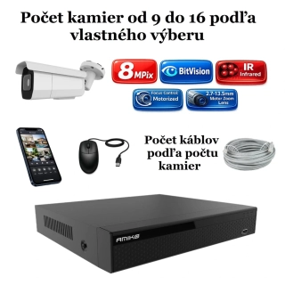 Amiko IP kamerový set, Varifokal, 4K Ultra HD 8Mpix, Tube (1805K9-16)