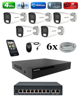 Amiko IP 5 kamerový set so switchom, 4Mpix, Tube (1401K5V2)