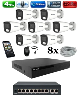 Amiko IP 7 kamerový set so switchom, 4Mpix, Tube (1401K7V2)