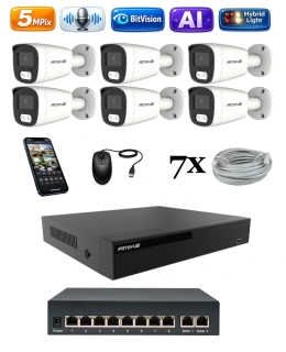 Amiko IP 6 kamerový set so switchom, 5Mpix, Ai, Dl, Tube (1501K6V2)