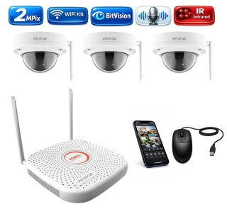 Amiko Wifi 3 kamerový set, FullHD 2Mpix, Dome (3200K3)