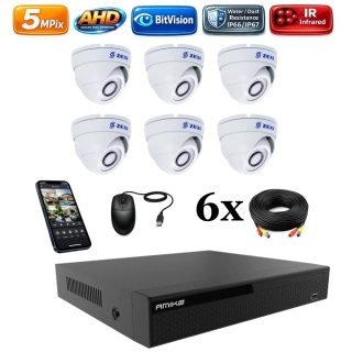 Amiko AHD 6 kamerový set, 5Mpix, Dome (2500K6)